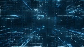 Digital binary code matrix background - 3D rendering of a scient