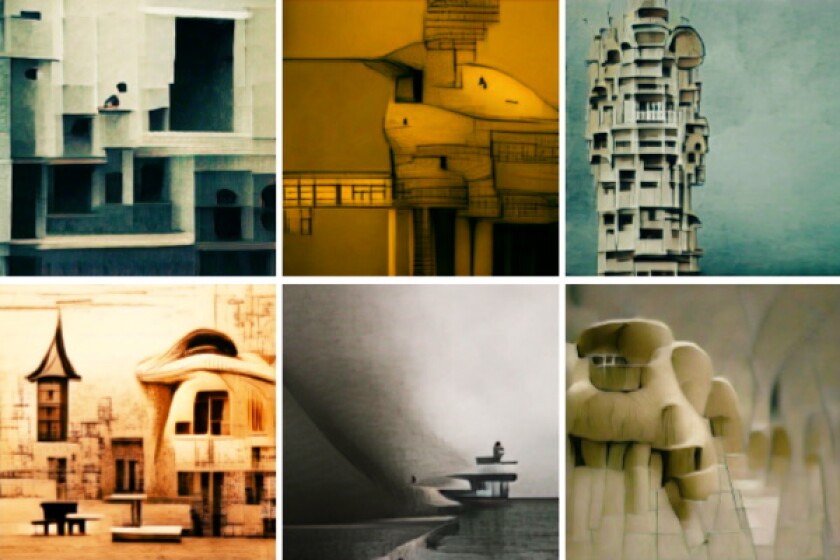 Images generated by AI with the following prompt: "Architecture is the art of feeling alone"