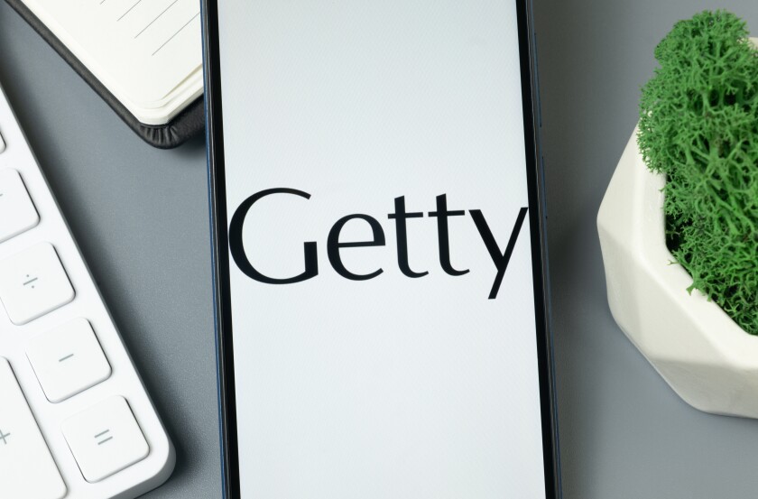 New York, USA - 30 August 2024: Getty Logo on Phone Screen, Company Icon on Display
