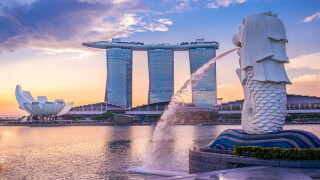 silhouette of Merlion Statue