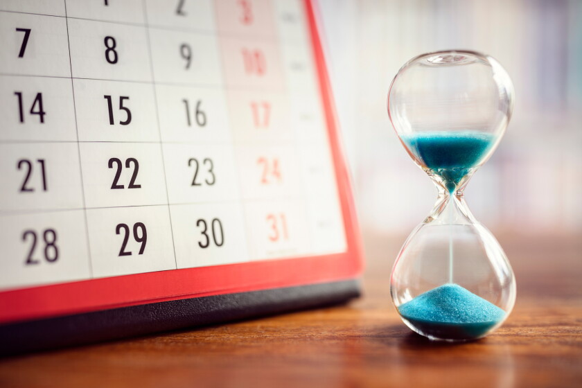 Hourglass and calendar