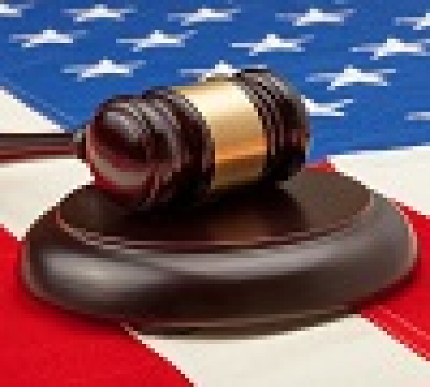 Judge gavel over US flag - studio shoot - 1 to 1 ratio