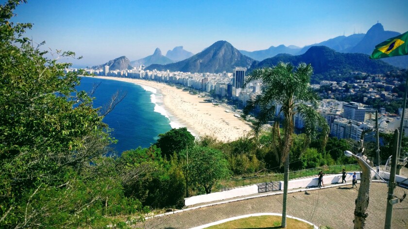 Brazilian flag overlooking beach