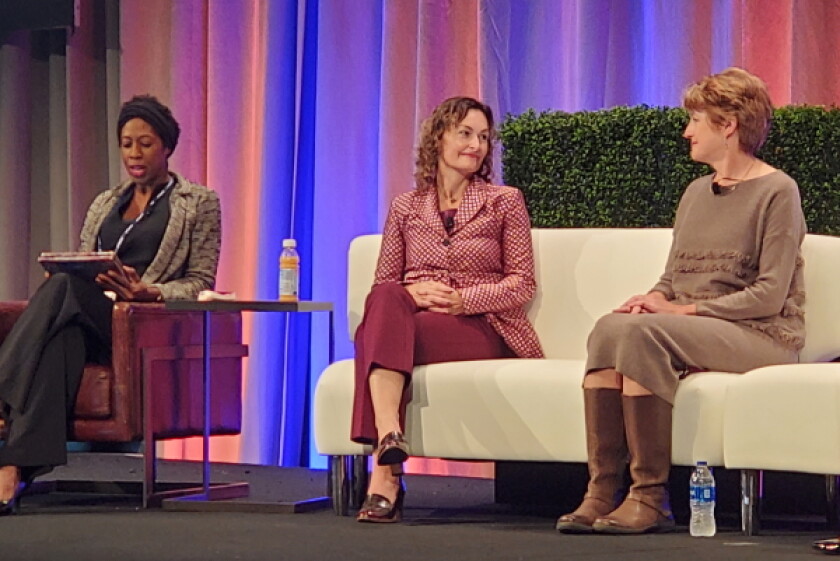 L to R: Christal Sheppard (moderator) from the Nebraska College of Law, Kara Stoll and Angela Sebor