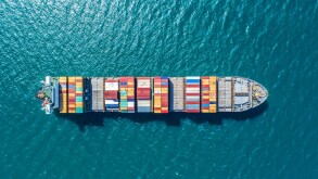 container ship in import export and business logistic.By crane ,