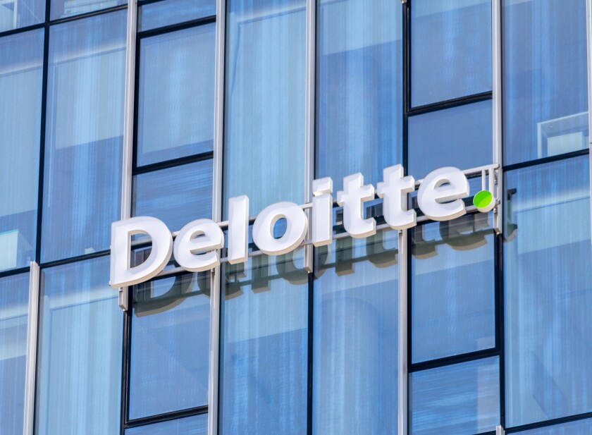 Gdansk, Poland - May 8, 2022: Logo and sign of Deloitte, multina