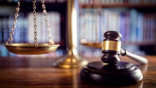 Gavel, scales of justice and law books