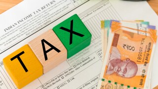 India Tax Return, Personal Form, Tax Wooden Blocks, Indian Rupee File, Concept, India Tax System