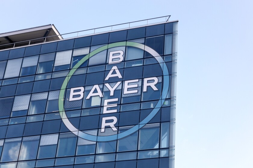 Lyon, France - October 20, 2016: Bayer office building. Bayer is