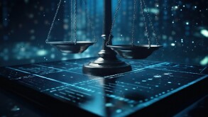 Reflective skyscrapers, business office buildings. low angle view of skyscrapers in city, sunny day. Business wallpaper with modern high-rises with mirrored windows. Generative AI photo.