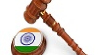 Wooden Mallet and Indian flag (clipping path included)