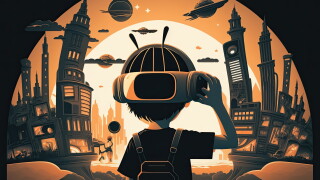 Paper Cut Style poster for Metaverse Virtual reality concept, Generative AI.