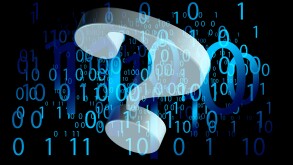 Binary numbers with a question mark background