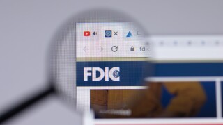 New York, USA - 26 April 2021: Federal Deposit Insurance Corporation FDIC logo close-up on website page, Illustrative Editorial.