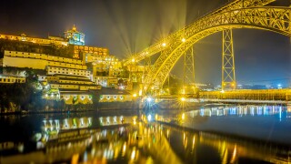 Portuguese bridge at night