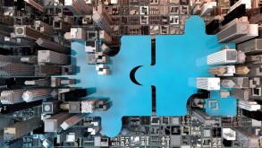 merger and acquisition business concept, join puzzle 3d