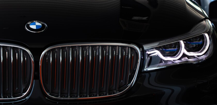 Lviv, Ukraine - February 27, 2018: BMW emblem on a bmw car