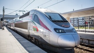 CASABLANCA, MOROCCO - Mar 15, 2019: Casablanca, Morocco - March 15, 2019: High speed train "Al-Boraq" at Casablanca Casa Voyageurs.