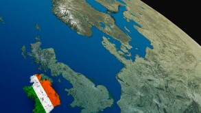 Flag of Ireland from space