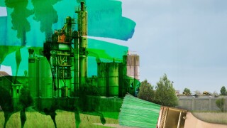 Factory polluting industry with smoke and sky