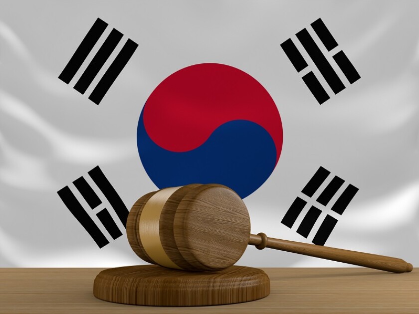 South Korea law and justice system with national flag