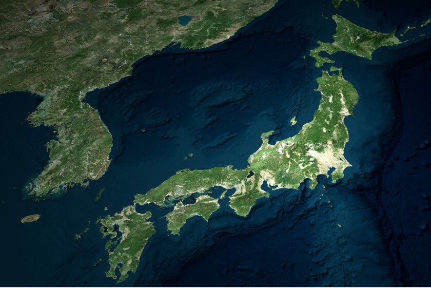 Japan topographic map, elevation, relief