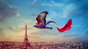 French Proud National Day eagle holding flag