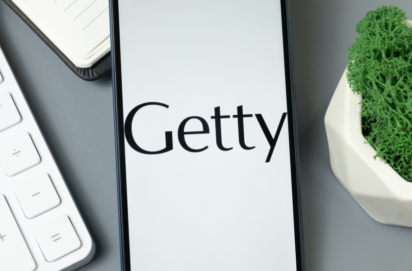 New York, USA - 30 August 2024: Getty Logo on Phone Screen, Company Icon on Display
