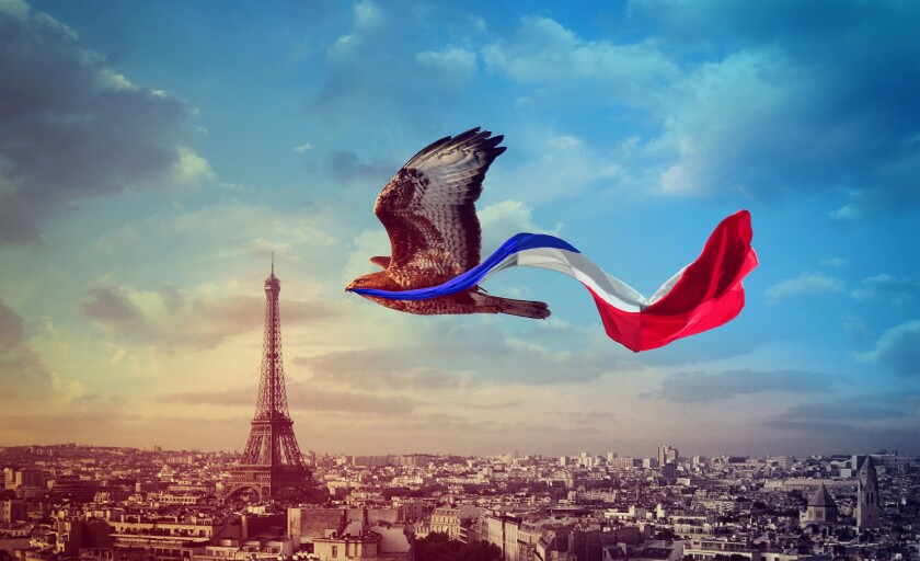 French Proud National Day eagle holding flag