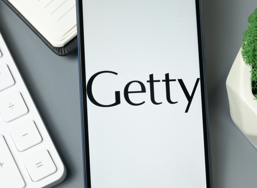 New York, USA - 30 August 2024: Getty Logo on Phone Screen, Company Icon on Display