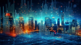 Chart of business data graph diagram and growth financial graphic report information on futuristic finance