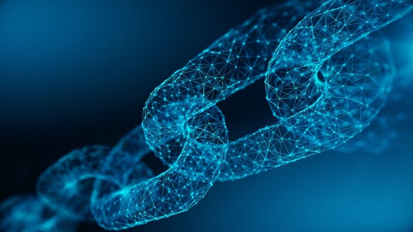 Block chain concept - Chain consists of network connections . 3d rendering