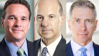 L to R: Former USPTO directors Jon Dudas, David Kappos and Andrei Iancu