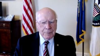 Senator Patrick Leahy appearing today via webcam at a US MADE webinar to make his announcement 