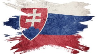 Grunge Slovak Republic flag. Slovak Republic flag with grunge texture. Brush stroke.