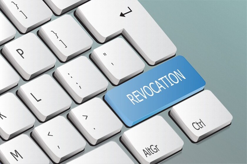 revocation written on the keyboard button