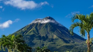 Costa Rica. The Arenal Volcano (Spanish: Volcan Arenal) in north-western Costa Rica in the province of Alajuela. It is an active andesitic stratovolcano.