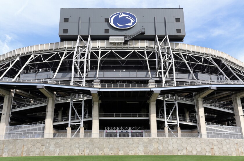 University Park, PA, USA - JUNE 21: The outside of Beaver Stadium in University Park, Pennsylvania on June 21, 2018. Beaver Stadium is the home stadium of the Nittany Lions NCAA football team.