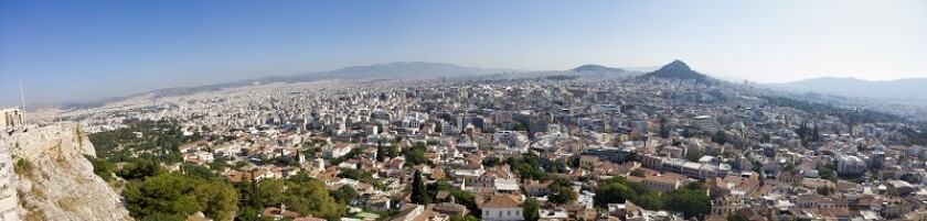 Athens Greece. From the Acropolis panoramic view over the city.