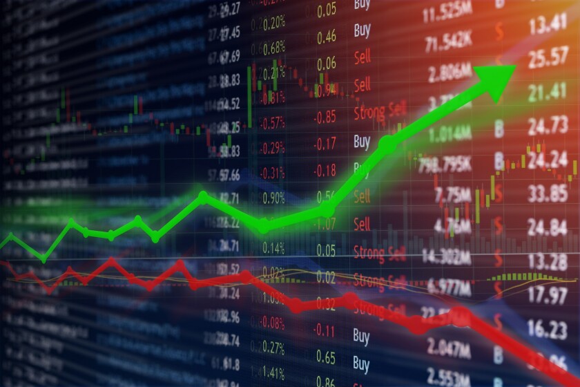 Investing and stock market concept gain and profits with faded c