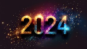 Happy New Year Celebration 2024 Sparkles Banner Generative AI