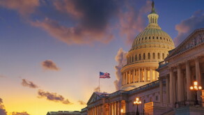  US Capitol building at sunset, Washington DC, USA. 