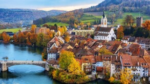 Laufenburg Old town on Rhine river, Switzerland