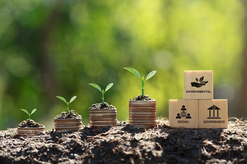 ESG concept of environmental, social, and governance.ESG icon on
