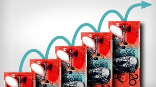 Arrow and australian banknotes staircase - Money growth concept