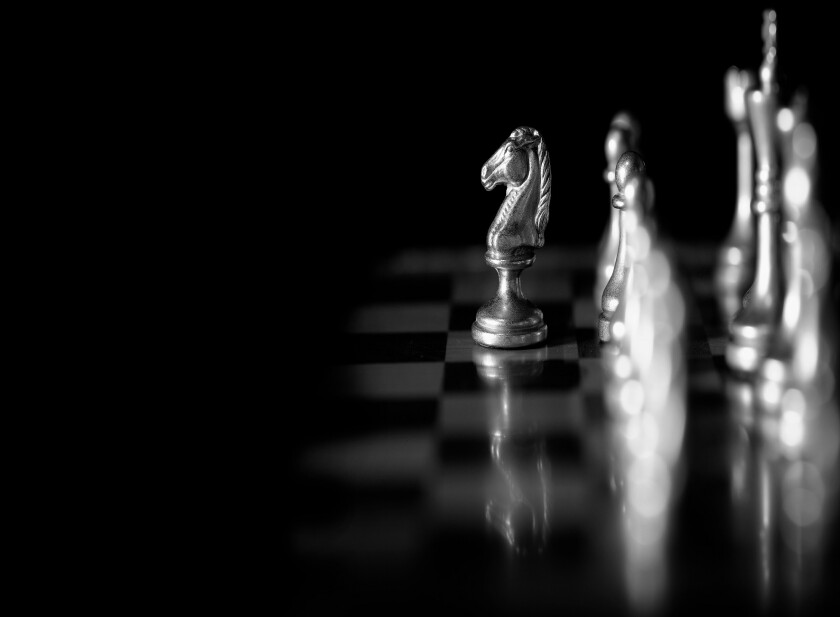 Pieces on chess board for playing game and strategy