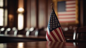 Close up of symbol of law and court. Generative AI 