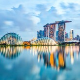 Singapore Skyline And View Of Marina Bay At Night