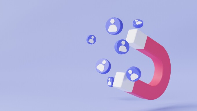 Magnet attracting people. Digital social marketing, Customer att