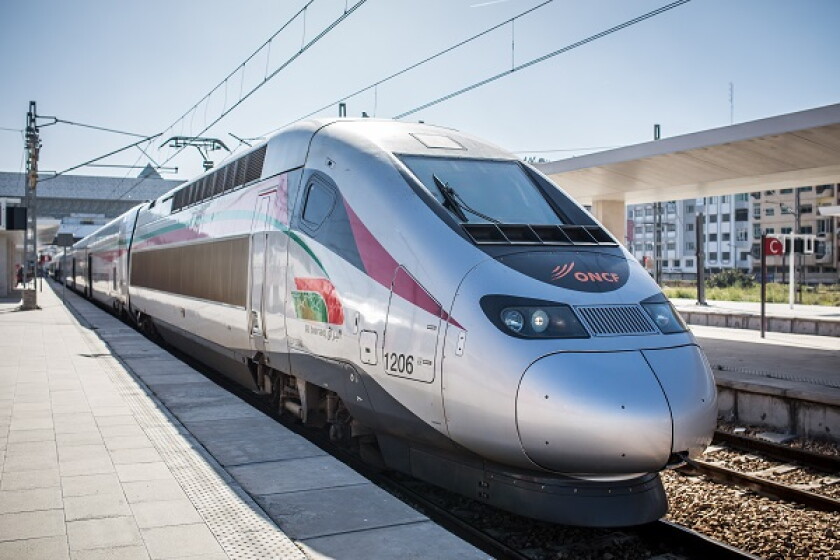 CASABLANCA, MOROCCO - Mar 15, 2019: Casablanca, Morocco - March 15, 2019: High speed train "Al-Boraq" at Casablanca Casa Voyageurs.